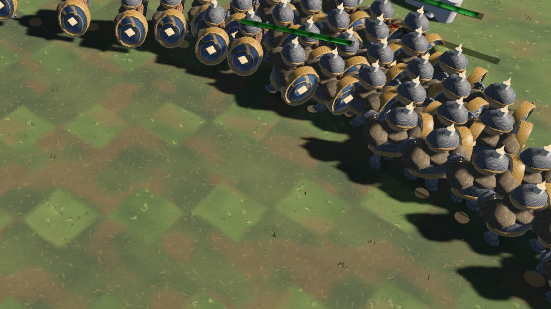 A line of dwarf shield bearers on the march