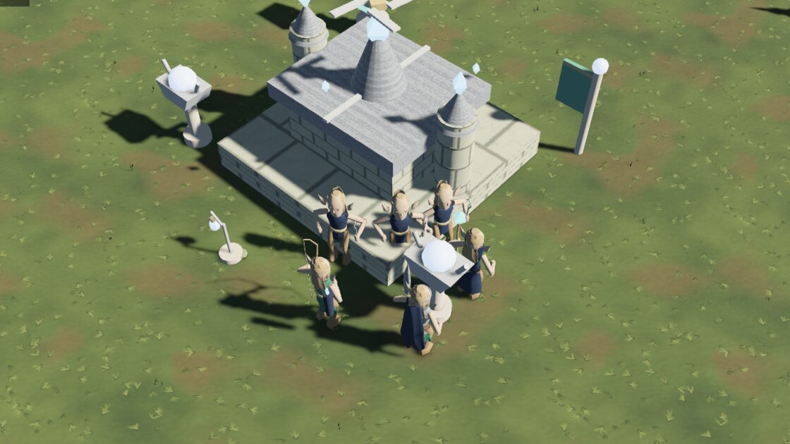 An elf citadel with its workers